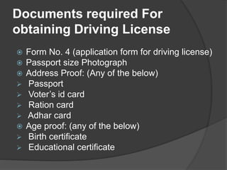 driver license required documents